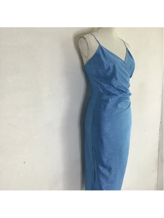 Honey and Rosi Women Elegant Blue Sparkle Asymmetrical Dress M - Picture 3 of 12